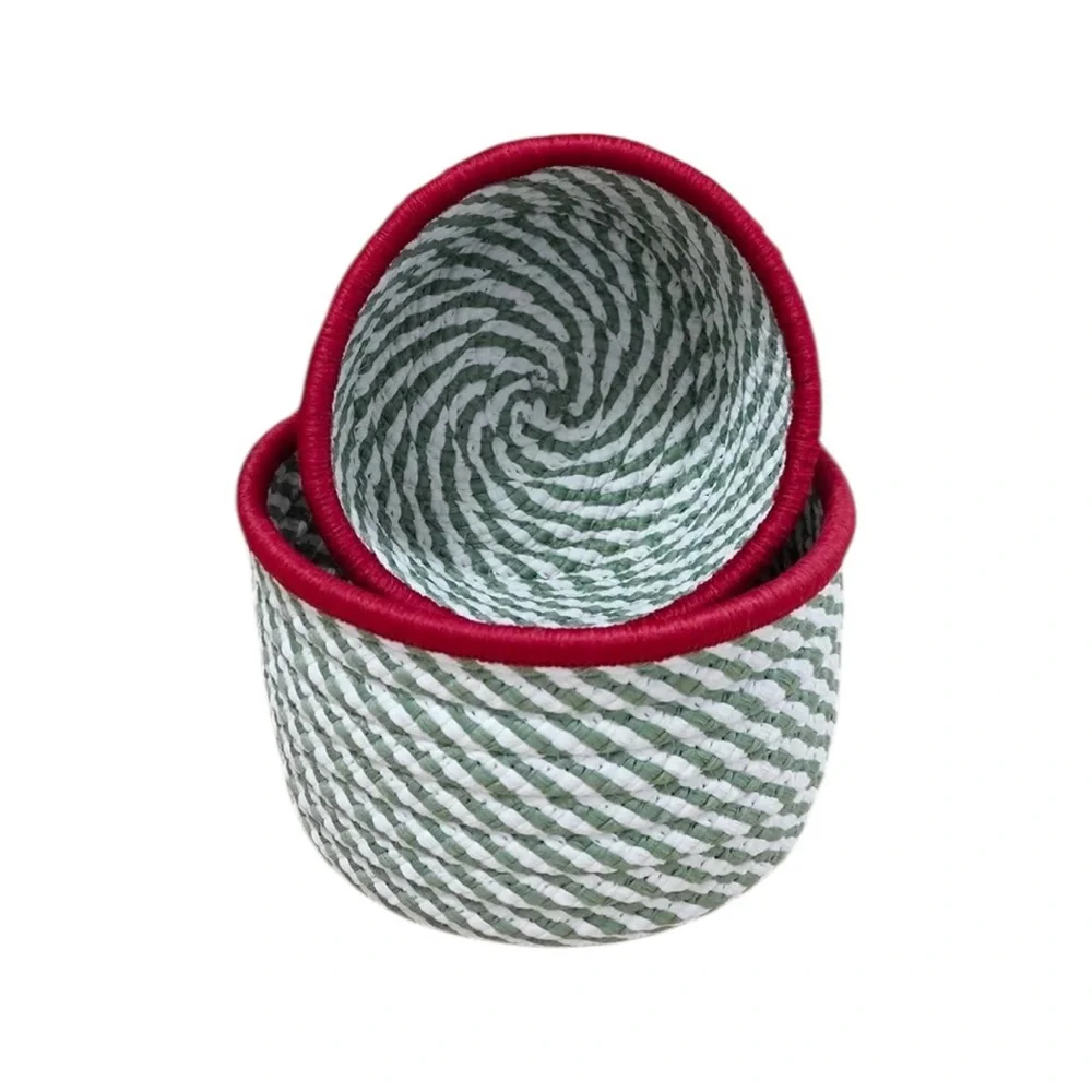 NWT Colonial Mills Kringle Christmas Nesting Baskets 2 Green Red 8x5 & 10x6